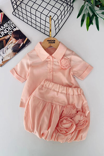 Minigimin Cicileri My Little Girl's Rose Detailed Balloon Skirt 2-Piece Set -...