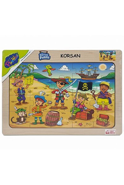 PlayWoods لغز تعليمي خشبي من بلاي وود على شكل قرصان ONY56