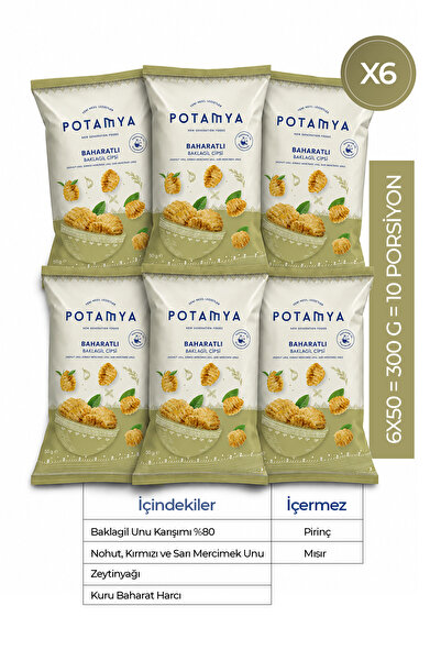 POTAMYA Zeytinyağlı Baharatlı Baklagil Cipsi x6