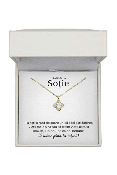 The Jewel Heart Colier Love Knot cu mesaj sincer pentru soție de Ziua Ei, cut...