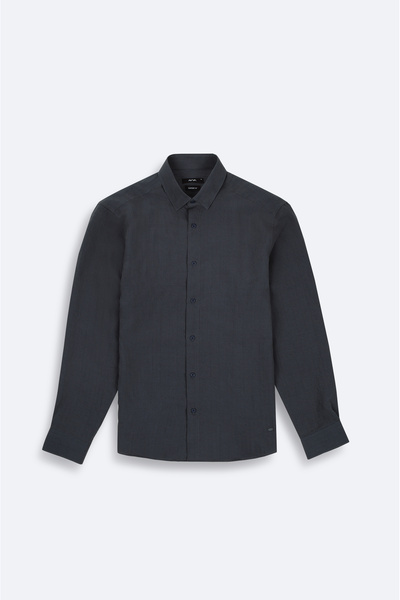 Avva Men's Anthracite Buttoned Collar Soft Touch Striped Comfort Fit Shirt A5...