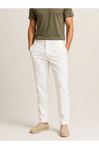 Xint Erkek Beyaz Pamuk Dokulu Slim Fit Jogger