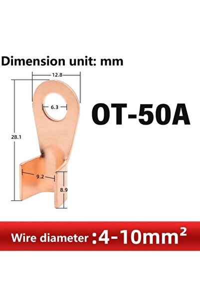 Choice 10Pcs OT50A 10/50PCS Copper OT Terminal Non-Insulated Wire Connector B...