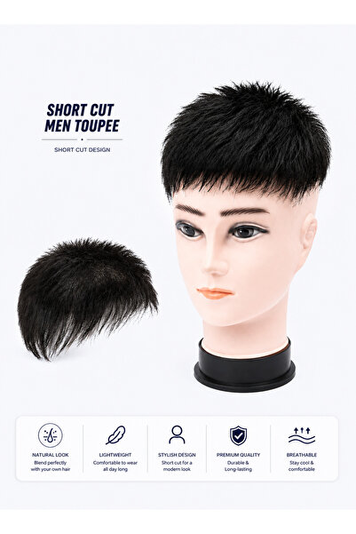 Estelle Knotless Toupee for Men, Short Hair Mechanism Wig, Full Real Hair Rep...