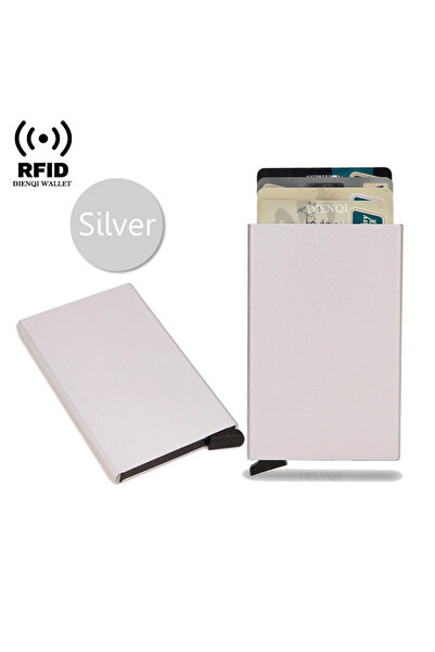 Choice6 Silver Rfid Holder Metal Thin Slim Smart Wallet Men Women Wallets Pop...