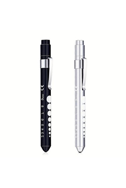 Choice Black and silver 2 Pcs，LED Pen Lights for Nurses Reusable Student Doct...