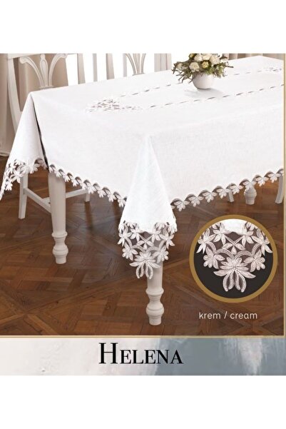 Ceki Home مفرش طاولة من الكتان مقاس 155x220 سم، مفرش طاولة طعام مزين بالدانتي...