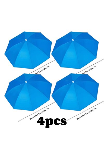 Choice Blue 4pcs Foldable Headwear Umbrella Portable Waterproof Fishing Hat 5...