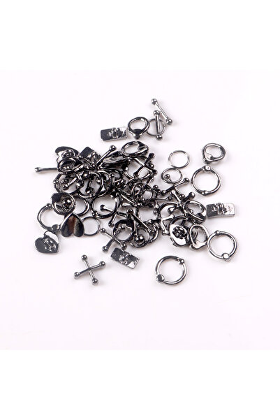 Choice1 50PCS-DMIX-168-black 50PCS Mixed Alloy Retro Circle Nails Art Charms ...