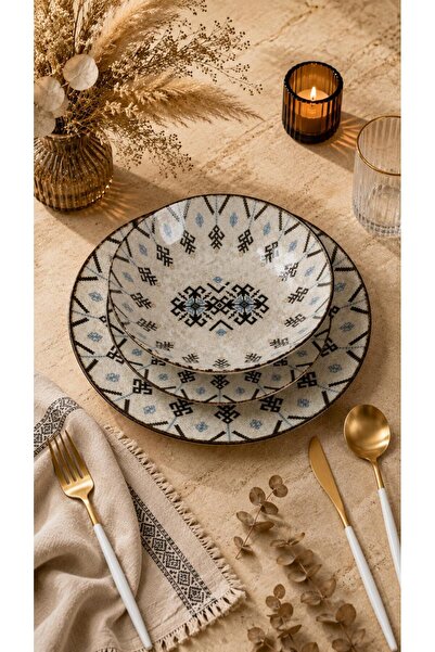 FARİKA Set de cină de 18 piese cu covoraș decorativ pentru 6 persoane - Set d...