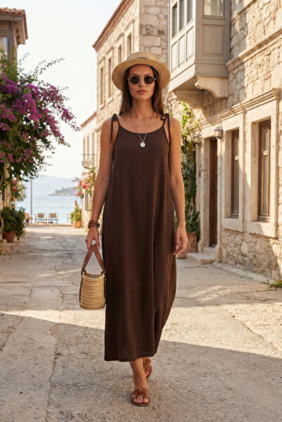 Lela Regular Fit İp Askılı Uzun Elbise Kadın ELBİSE 5865732