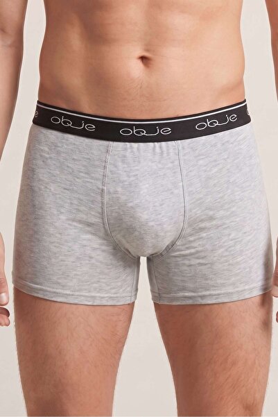OBJE Men's Gray Combed Modal Boxers