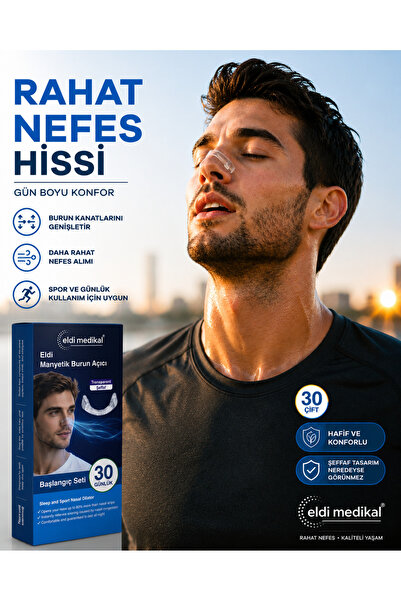 Eldi Medikal Eldi Manyetik Burun Açıcı Şeffaf Başlangıç Seti (30 Çift Yapışkan Bant)