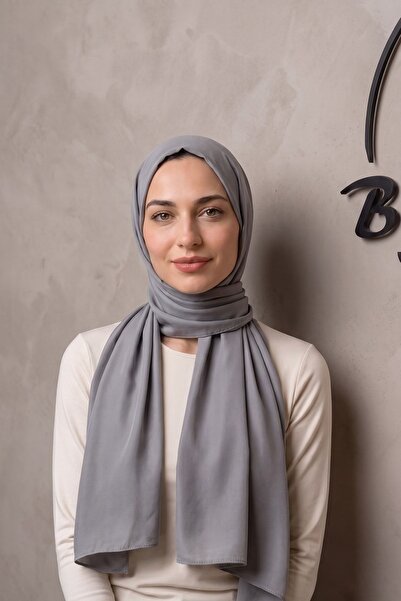 B'lazzotti Gri Medine İpeği Şal – Yumuşak Dokulu, Dökümlü, Günlük ve Özel Gün...