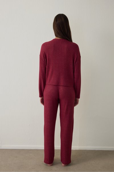 Penti Bordo Kuromi Baskılı Uzun Kollu Termal Etkili Pijama Takımı