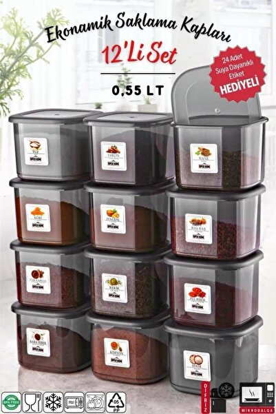 Open Home Concept 12 Pieces of 550 ml Economical Unbreakable Anthracite Stora...