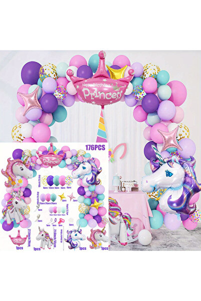 Choice Other MULTI 176pcs Princess Unicorn Balloon Arch Set Happy Birthday We...