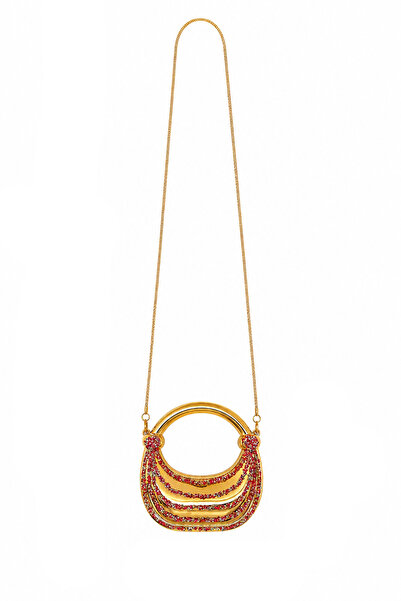 GZ GAIBAG Fema Gold Pembe Işıltılı Kadın Mini Gece Çantası