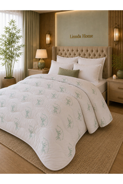 Linnda Home لحاف فردي بنمط الخيزران - لحاف خفيف وناعم وسهل التنفس ومريح