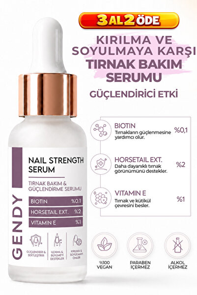 GENDY Kırılma ve Soyulma Karşıtı Tırnak Serumu - Biotin %0.1, Jojoba Oil %10,...