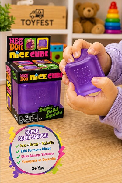 TOYFEST Needoh Squishy Buz Küpü Mor Stres Oyuncağı Squishy Sıkılabilir Duyusa...
