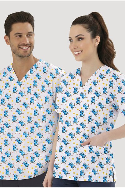 ÇİZGİ MEDİKAL Robotics Patterned Single Top (Cotton Lycra Fabric)