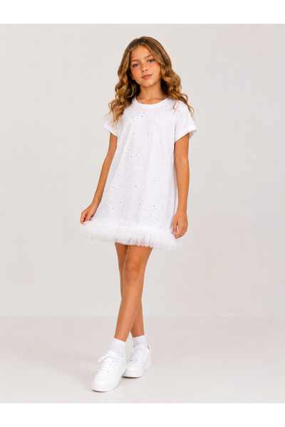 KOKOŞ BEBEK Simli Kumaş Kız Çocuk Elbise - 4/11 Yaş - 31759