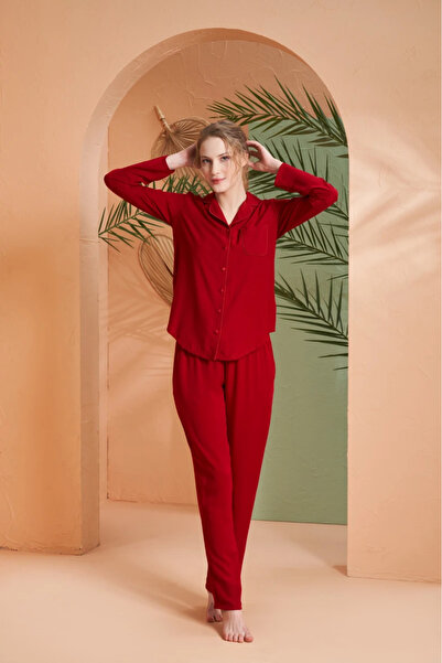 PJS 27031 طقم بيجامة نسائي بأزرار أمامية