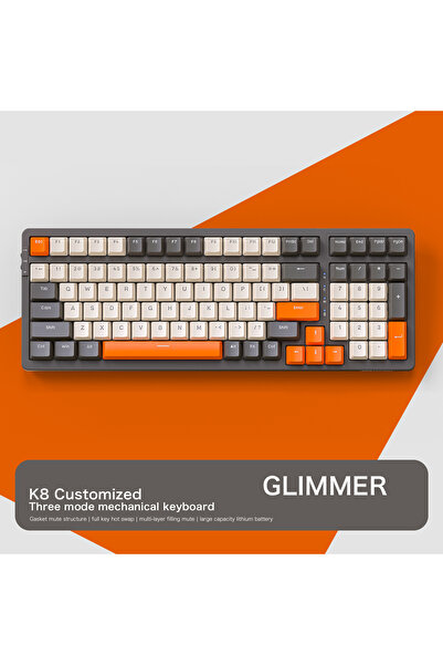 Choice Red Switch Glimmer K8 100 Key Wireless Mechanical Keyboard Tri-mode Co...