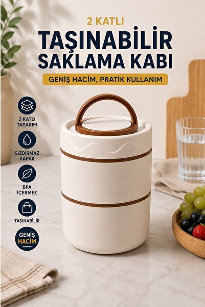 Kitchen Beauty 2 Katlı Beslenme Kabı Taşınabilir Lunch Box BPA İçermez Sızdır...