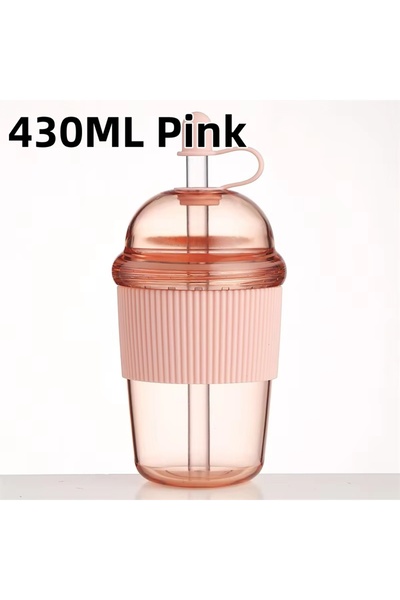 Choice3 430ML Pink 1pc 430ml Portable Flip Straw Cup Plastics Ins Style High-...