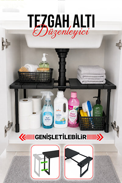 naturelove Ayarlanabilir Genişletilebilir Tezgah Altı Düzenleyici Raf Banyo M...