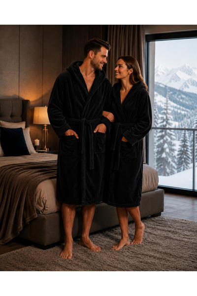 Packho Welsoft Unisex Sabahlık - Uzun Kapüşonlu Peluş - (1 Adet)