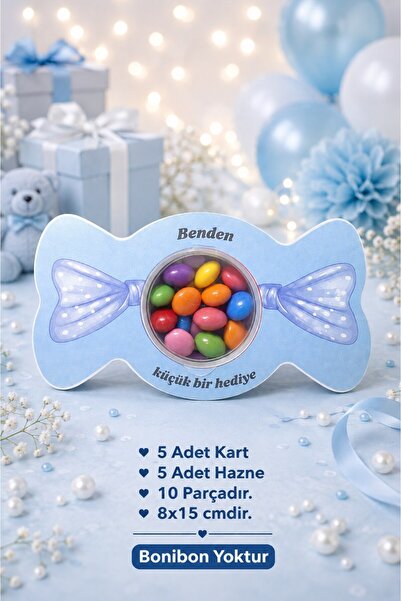 Emtory Gift 5 Adet Mavi Kurdele Model Şeker Kutusu - Çikolata Kutusu - Nişan ...