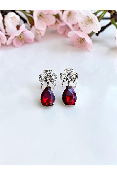 FAYRA ACCESSORIES Zircon Stone Bow Earrings