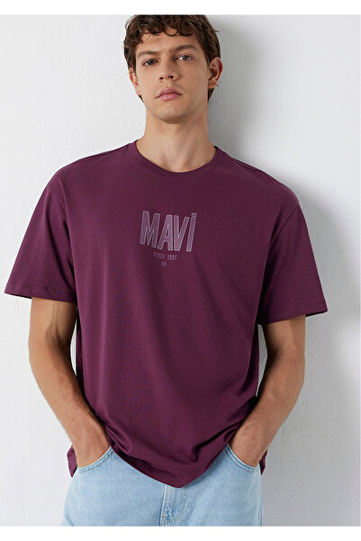 Mavi Logo Printed Purple T-Shirt Loose Fit / Comfortable Fit 0613570-70665