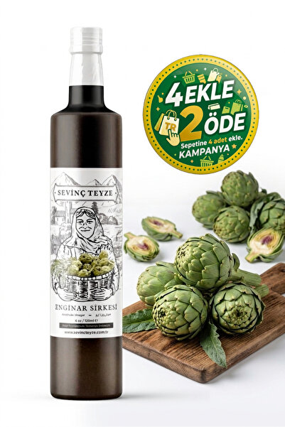 Organik Teyze Sevinç Teyze Enginar Sirkesi 500ml - Doğal Fermantasyon, Katkıs...