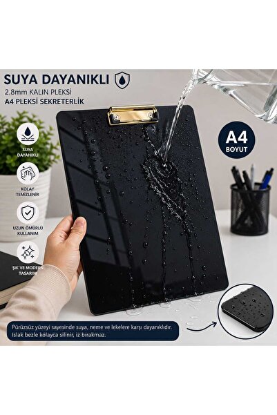 Proton Black Shiny Plexi Secretarial A4 Paper Holder File Secretary Note Holder