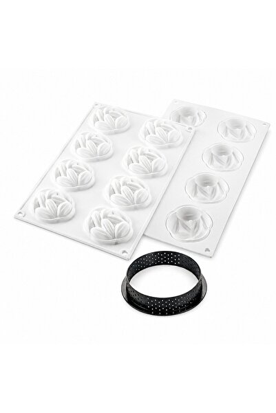 dinckitchen Kakao Desenli Delikli Tart Kalıbı Seti 8’li Ø70 mm Kit Tarte Halk...