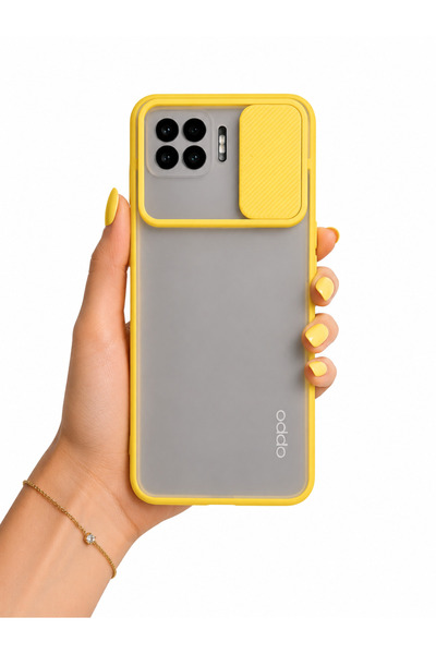 noktaks Oppo A73 Kılıf Kamera Sürgü Mat Arka Yüzey Renkli Çerçeve Lensi Kapak