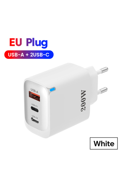 Choice White EU Total PD200W USB Super Fast Charge Charger 3Ports USBC PD Qui...