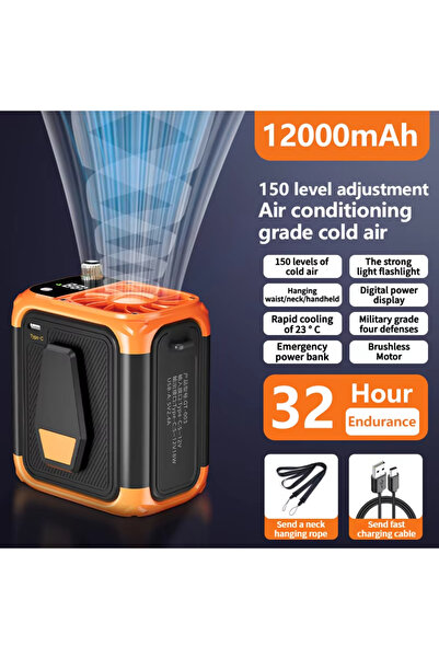 Choice Orange Mini high-speed waist fan, bladeless USB hanging neck fan, outd...