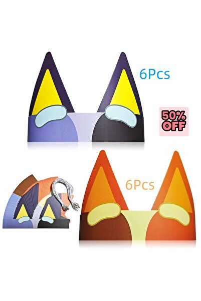 Choice1 12pcs 24Pcs Dog Ears Headband Blue Dog Birthday Party Hats Blue and O...