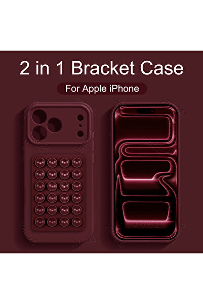 Choice iPhone 16 wine red Silicone Suction Cup Holder Case For iPhone 17 14 1...