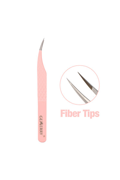 Choice6 LW08 GEMERRY 1 PC Eyelash Tweezers With Fiber Tips Pink Professional ...