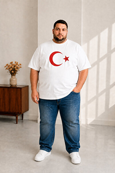 sngl tekstil Men's Large Size Short Sleeve Moon Star T-Shirt 3XL 4XL 5XL 6XL ...