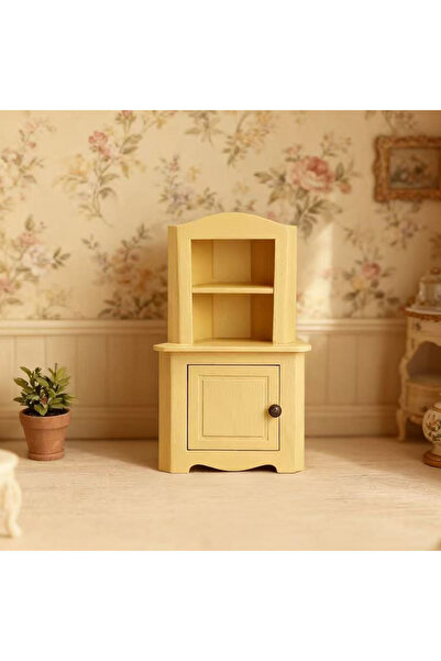 Choice1 YELLOW 1Pc Miniature Wooden Corner Cabinet Realistic Details Ideal fo...