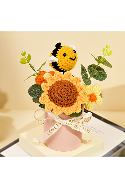 Choice One Size C 1pc Handmade Crochet Sunflower Bouquet in Gift Box, Knitted...