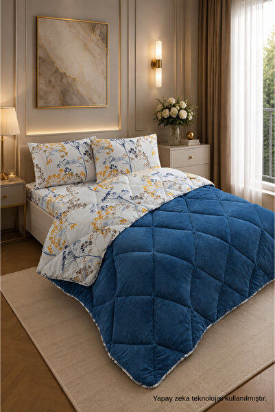 ELY PARKER Colorful Patterned Double Quilt with Plush Double-Sided Pillowcase...