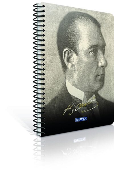Gıpta Atatürk A4 Spiralli Karton Kapak Defter 80 Yaprak Kareli Karışık Renkle...